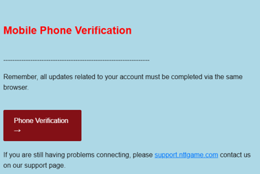 Mobile Phone Verification e-postası ve Phone Verification düğmesi