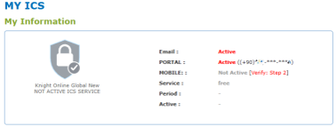 MY ICS ekranında MOBILE satırı Not Active ve Verify: Step 2 bağlantısı